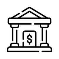 A outline style icon of a bank building, easy to edit vector