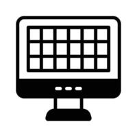A filled style icon showing desktop screen. vector