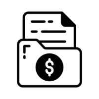 A filled style icon showing finance folder documents. vector