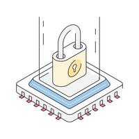 Visually engaging isometric icon showing security hologram projection vector