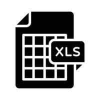 A glyph style icon of xls file document vector