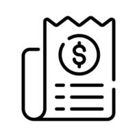A outline style icon showing receipt paper vector