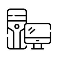A outline style icon showing modern desktop computer vector