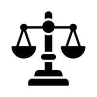 A solid style icon of balanced law scale, easy to edit vector