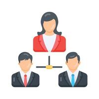 A flat icon showing organizational hierarchy in tiered layout vector