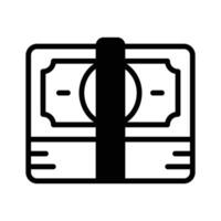 A filled style icon showing layered money stack. vector