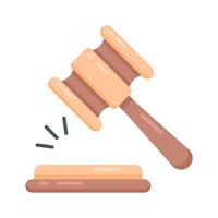 Here is a flat icon showing gavel used in courtrooms vector