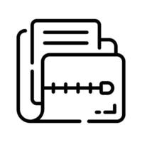 A outline style icon showing compressed zip folder vector