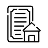 A outline style icon showing signed home document vector