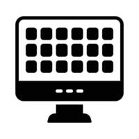 A filled style icon showing desktop screen vector