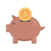 Check out this flat icon showing piggy bank saving coins vector