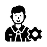 A filled style icon showing confident office manager vector