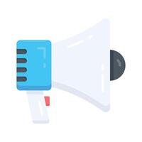 A visually engaging flat icon of megaphone announcing loudly vector