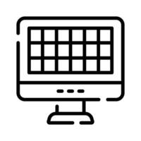 A outline style icon showing desktop screen vector