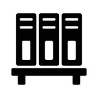 A filled style icon depicting office binders shelf vector