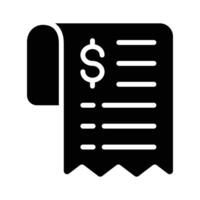 A filled style icon of invoice document with dollar sign vector