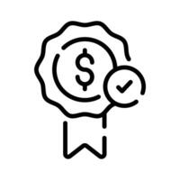 A outline style icon of financial achievement badge vector