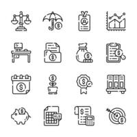 Handy set of line icons showing accounting services and money planning vector