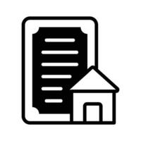 A solid style icon showing signed home document. vector