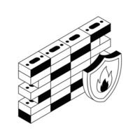 An amazing isometric icon showing firewall protection in action. vector