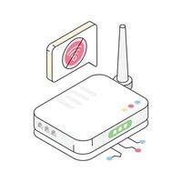 Premium isometric outline icon of advanced router device setup vector
