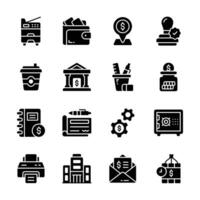 Ready to use collection of accounting and bookkeeping glyph icons vector