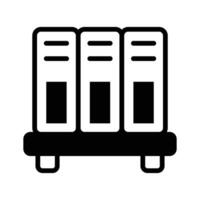 A filled style icon depicting office binders shelf. vector