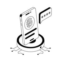 A trendy isometric icon showing mobile biometric scanning concept. vector