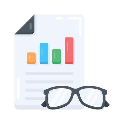 A flat style icon of proofreading with glasses