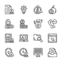 Easy to edit pack showing accounting and finance services line icons vector