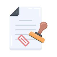 A flat style icon of official stamp with paper vector