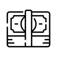A outline style icon showing layered money stack vector