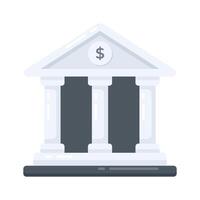 Check out this flat icon showing bank building with pillars vector