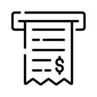 An editable outline style icon depicting withdrawal slip vector