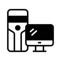 A glyph style icon showing modern desktop computer. vector