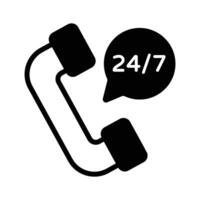 A glyph style icon showing customer support phone call. vector