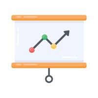 A flat icon showing business presentation with charts and data vector