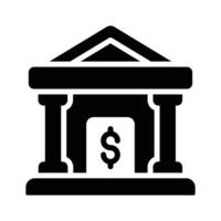 A solid style icon of a bank building, easy to edit vector