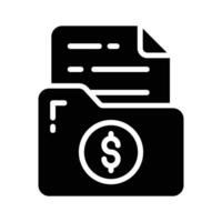 A filled style icon showing finance folder documents vector