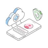 Well crafted isometric icon illustrating mobile cloud data concept vector