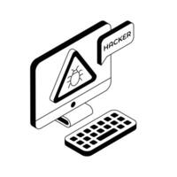 An isometric icon clearly showing a system bug error. vector