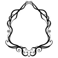 A black and white ornate frame with swirls vector