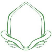 A green shield with wings on it vector