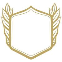 Golden shield with laurel leaves vector