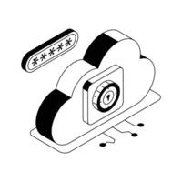 Get a glimpse of this secure cloud password isometric icon. vector