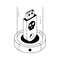 A captivating isometric icon of malware usb device threat. vector