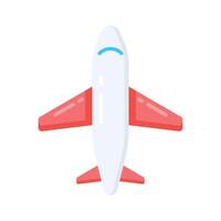 A flat icon showing flight departure with airplane in motion vector