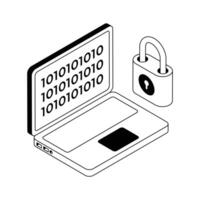 A premium isometric outline icon of encrypted secure code. vector