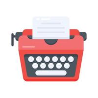 A flat style icon of typewriter with vintage keys vector