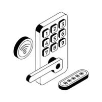A premium isometric icon of smart lock technology access. vector